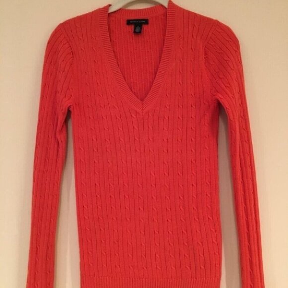 Tommy Hilfiger Red V-neck Ribbed Sweater - Picture 2 of 5